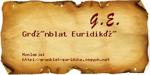 Grünblat Euridiké névjegykártya